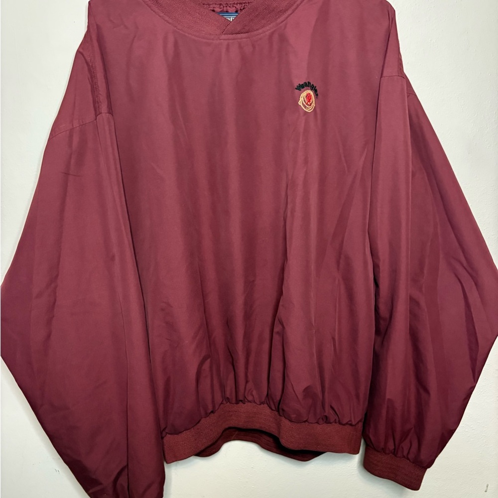 TwentyXWrangler Maroon V-Neck Sweatshirt with Embroidered Detail
